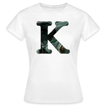 Lettre k marbré vert - T-shirt Femme - blanc - Devant - AI Model Female 172 dark (172cm)
