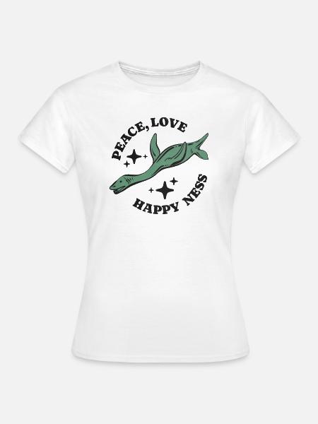 Peace Love Happy Ness Nessi - Frauen T-Shirt - Weiß