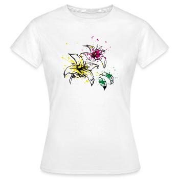 blüten splash - Frauen T-Shirt - Weiß - Vorne - AI Model Female 172 dark (172cm)