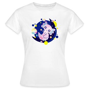 Mignon axolotl sur la lune bulles volantes bulles bulles - T-shirt Femme - blanc - Devant - AI Model Female 172 dark (172cm)