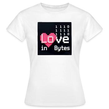 Liebe in Bytes Pixel Art - Frauen T-Shirt - Weiß - Vorne - AI Model Female 172 dark (172cm)
