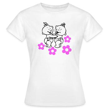 twin girls © - Frauen T-Shirt - Weiß - Vorne - AI Model Female 172 dark (172cm)