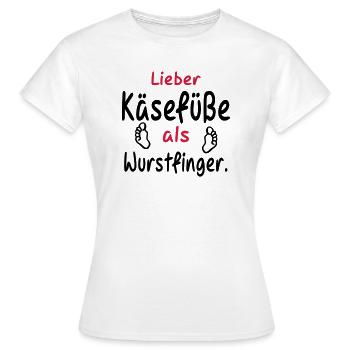 kaesefuesse_wurstfinger - Frauen T-Shirt - Weiß - Vorne - AI Model Female 172 dark (172cm)