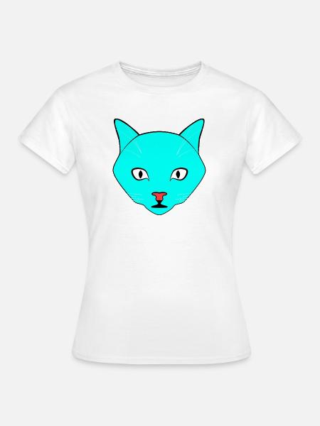 Katze Türkis - Frauen T-Shirt - Weiß