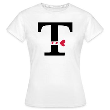 Capital lettre T avec des coeurs - T-shirt Femme - blanc - Devant - AI Model Female 172 dark (172cm)
