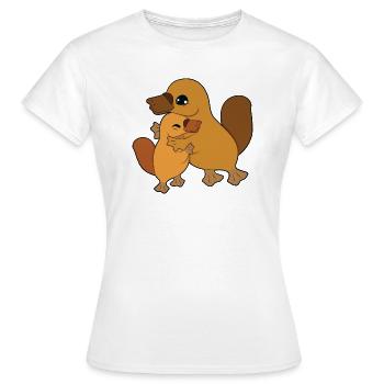 Étreinte de la famille Ornithorynque - T-shirt Femme - blanc - Devant - AI Model Female 172 dark (172cm)