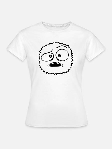 Skeptisches Gesicht haariges Monster - Frauen T-Shirt - Weiß