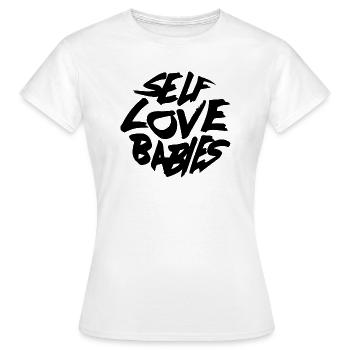 SELBSTLIEBE BABYS - Frauen T-Shirt - Weiß - Vorne - AI Model Female 172 dark (172cm)