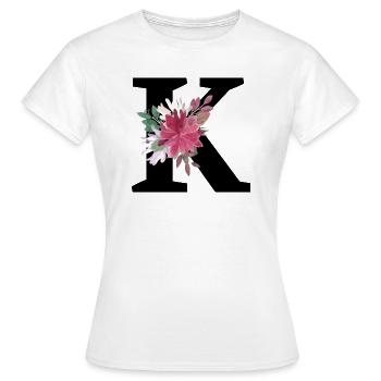 Buchstabe k blumig - Frauen T-Shirt - Weiß - Vorne - AI Model Female 172 dark (172cm)