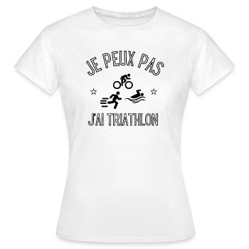 je peux pas j'ai triathlon - T-shirt Femme - blanc - Devant - AI Model Female 172 dark (172cm)