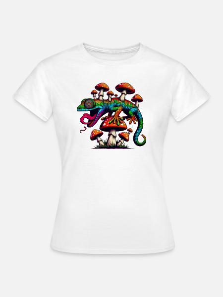 Psychedelic Magic Gecko - Frauen T-Shirt - Weiß