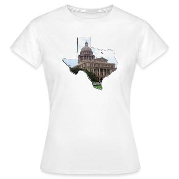 Capitole de l’État du Texas dans la carte de l’État du Texas - T-shirt Femme - blanc - Devant - AI Model Female 172 dark (172cm)
