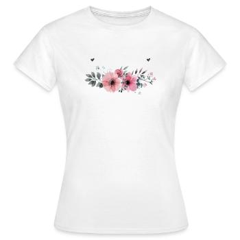 Pink Flowers - Women's T-Shirt - white - Front - AI Model Female 172 dark (172cm)