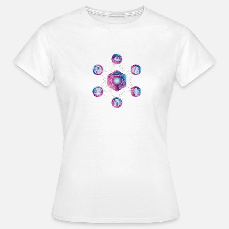 Cube de Métatron violet et bleu - T-shirt Femme - blanc