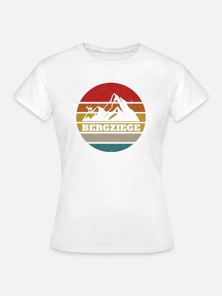 Berziege auf dem Berg Retro Style - Frauen T-Shirt - Weiß