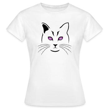 CHAT -TETE DE CHAT STYLISEE - T-shirt Femme - blanc - Devant - AI Model Female 172 dark (172cm)