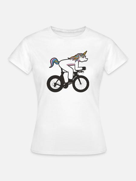 Triathlonfahrrad mit Einhorn - Frauen T-Shirt - Weiß