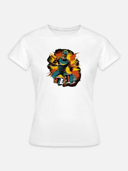Space Drummer - Frauen T-Shirt - Weiß