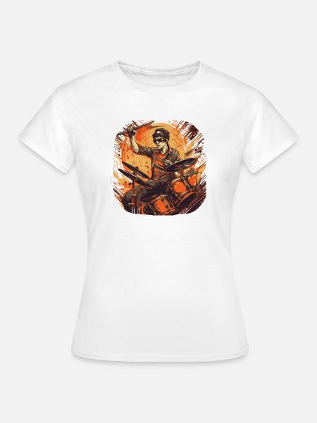Drummer orange - Frauen T-Shirt - Weiß