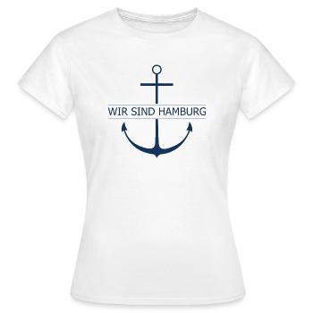 WIR SIND HAMBURG, marine - Frauen T-Shirt - Weiß - Vorne - AI Model Female 172 dark (172cm)