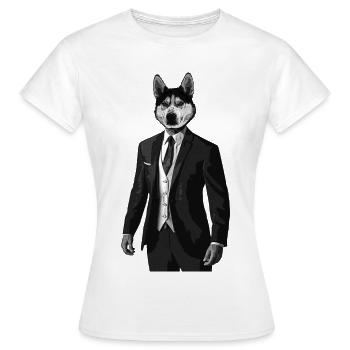 Husky avec costume Homme avec tête de chien - Huskyman - T-shirt Femme - blanc - Devant - AI Model Female 172 dark (172cm)