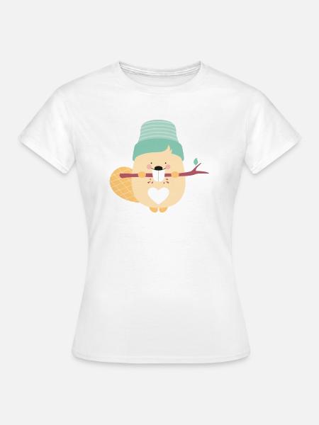 BEAVER AT WORK - Frauen T-Shirt - Weiß
