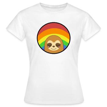 Regenbogenfahne Faultier schläft - Frauen T-Shirt - Weiß - Vorne - AI Model Female 172 dark (172cm)