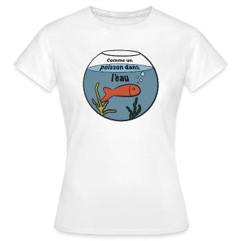 Comme un poisson dans l'eau - T-shirt Femme - blanc - Devant - AI Model Female 172 dark (172cm)