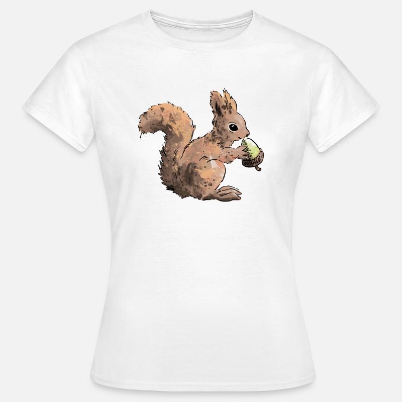 Buntes Eichhörnchen mit einer Nuss - Frauen T-Shirt - Weiß