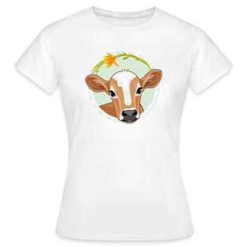 Cute peeking calf - Women's T-Shirt - white - Front - AI Model Female 172 dark (172cm)