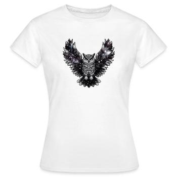 Cosmic Owl Majesty - Women's T-Shirt - white - Front - AI Model Female 172 dark (172cm)