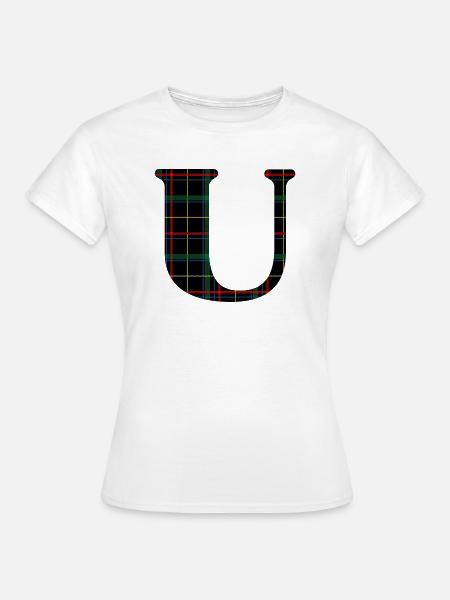 Monogramm u schottischer Tartan - Frauen T-Shirt - Weiß