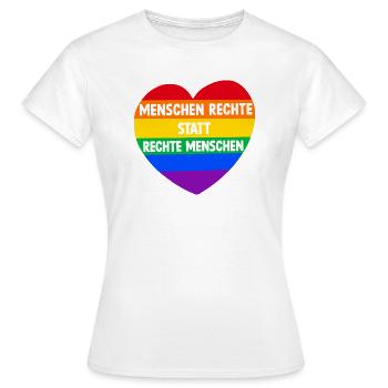 Menschenrechte statt rechte Menschen - Regenbogen - Frauen T-Shirt - Weiß - Vorne - AI Model Female 172 dark (172cm)