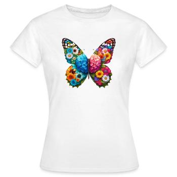 Bunter Schmetterling, von der Natur inspirierte Sommerstimmungen - Frauen T-Shirt - Weiß - Vorne - AI Model Female 172 dark (172cm)