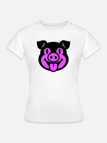 Ferkel Schwein Kopf - Frauen T-Shirt - Weiß
