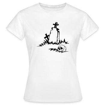 tomb fatal cross cimetiere god crane dead - Women's T-Shirt - white - Front - AI Model Female 172 dark (172cm)