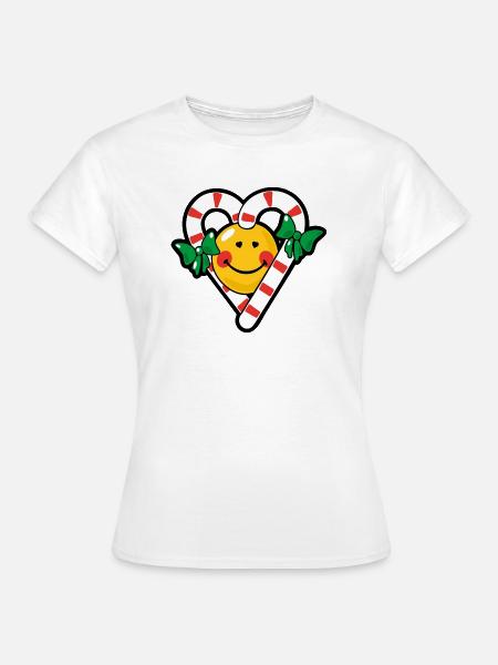 Smiley Christmas Candy Love - Frauen T-Shirt - Weiß