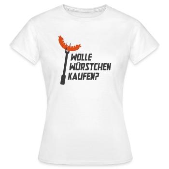 Wolle Würstchen kaufen? - Frauen T-Shirt - Weiß - Vorne - AI Model Female 172 dark (172cm)