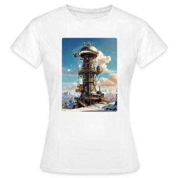 Steampunk Winterlandschaft mit Funkturm 1.10 - Frauen T-Shirt - Weiß - Vorne - AI Model Female 172 dark (172cm)