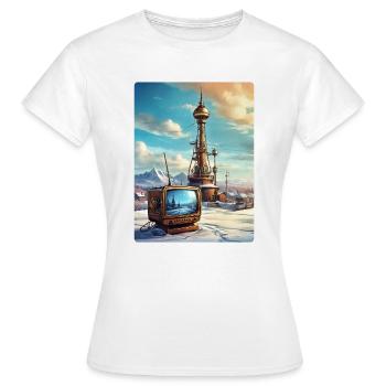 Steampunk Winterlandschaft mit Funkturm 1.3 - Frauen T-Shirt - Weiß - Vorne - AI Model Female 172 dark (172cm)