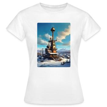 Steampunk Winterlandschaft mit Funkturm 1.13 - Frauen T-Shirt - Weiß - Vorne - AI Model Female 172 dark (172cm)