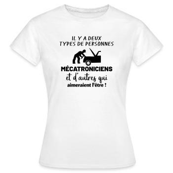 Il y a deux types de personnes : Mécatronicien - T-shirt Femme - blanc - Devant - AI Model Female 172 dark (172cm)