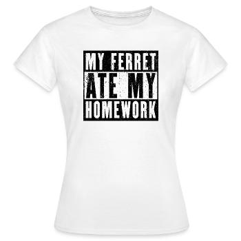 Mon furet a mangé mes devoirs - Cadeau furet - T-shirt Femme - blanc - Devant - AI Model Female 172 dark (172cm)