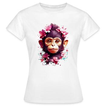 Affe Monkey V1 24 09 - Frauen T-Shirt - Weiß - Vorne - AI Model Female 172 dark (172cm)