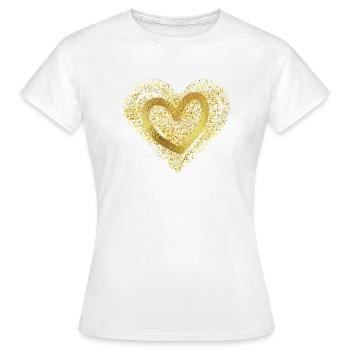 Goldenes Herz, Glitzer Herz, Liebe, Gold - Frauen T-Shirt - Weiß - Vorne - AI Model Female 172 dark (172cm)