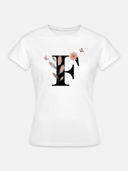 Buchstabe f Wildblumen Aquarelle - Frauen T-Shirt - Weiß