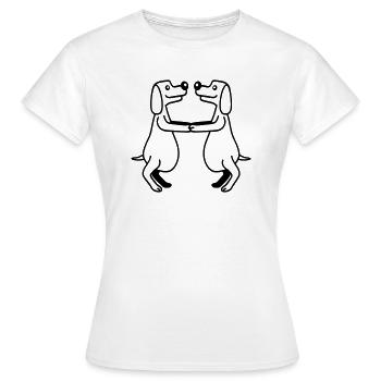 2 chiens gros ventre en surpoids dansant ensemble - T-shirt Femme - blanc - Devant - AI Model Female 172 dark (172cm)