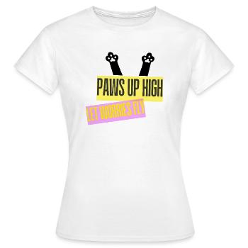 PAWS UP HIGH - Frauen T-Shirt - Weiß - Vorne - AI Model Female 172 dark (172cm)