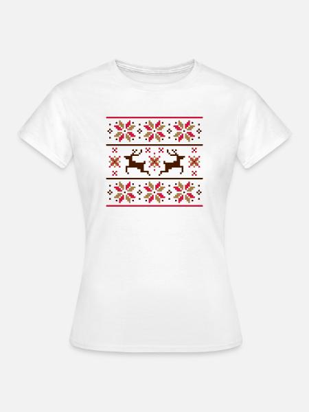Norweger-Muster (Winter) 09 - Frauen T-Shirt - Weiß