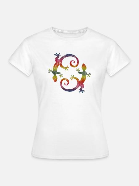 Gecko, Design, Glücksbringer, Tiere, Paar, Natur - Frauen T-Shirt - Weiß